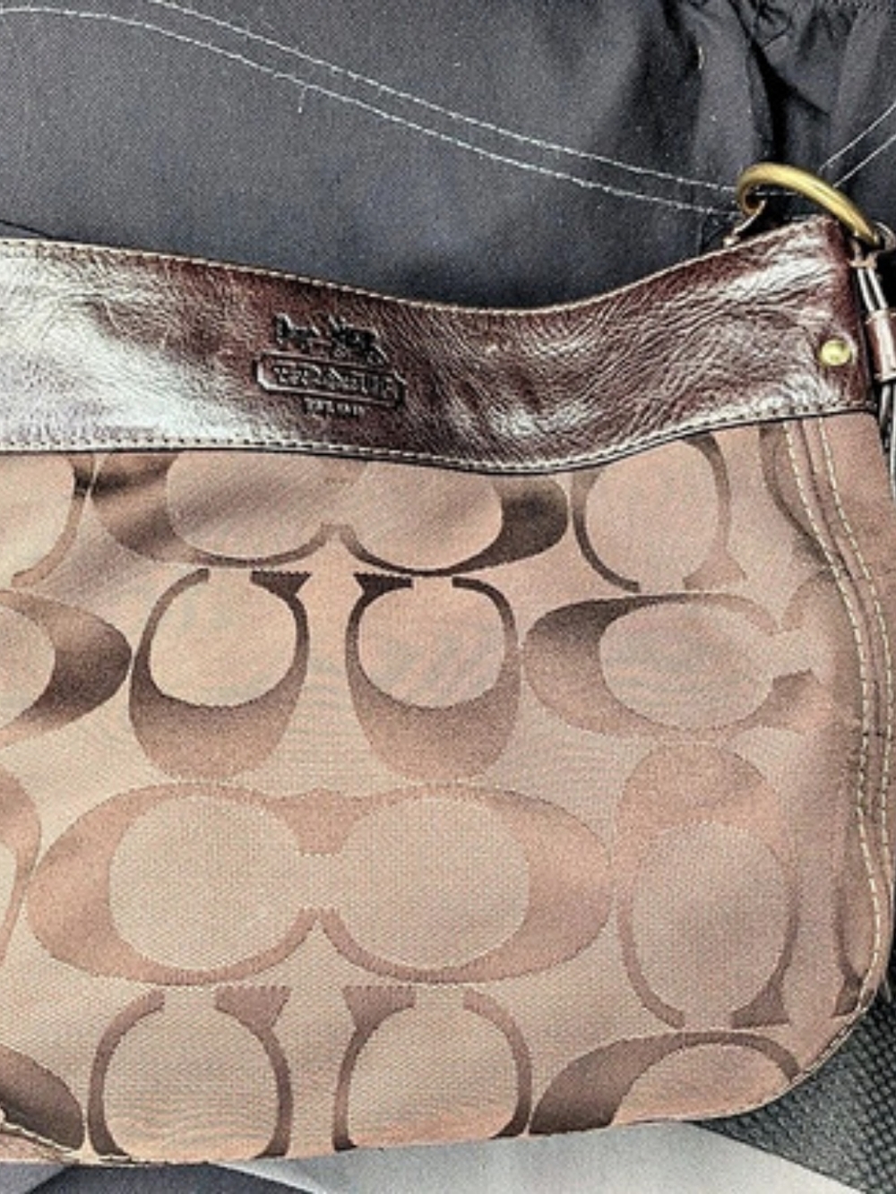 Vintage Coach Zoe Signature Hobo Bag Brown Monogram Shoulder Bag